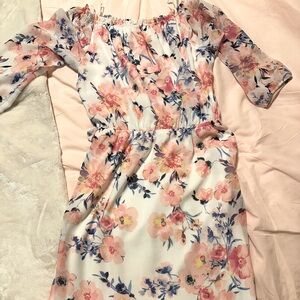 Adorable pink and blue floral chiffon dress